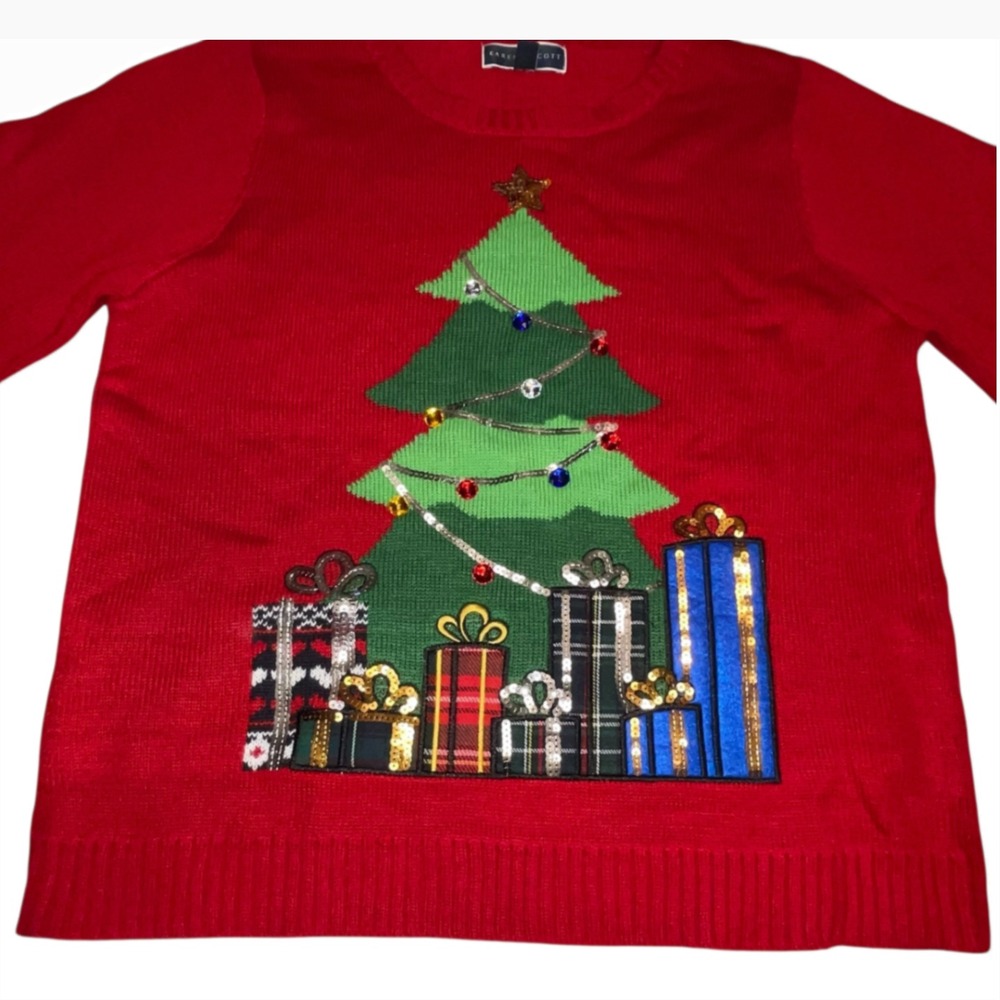 FLAWS Karen Scott Christmas Tree Sweater Womens Size XXL Gifts Holidays Festive